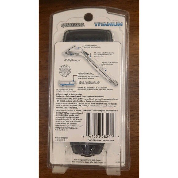 NOS Schick Quattro Titanium 4 Blade Razor 2 Cartridges Edging Blade 2006 Sealed - Picture 8 of 11